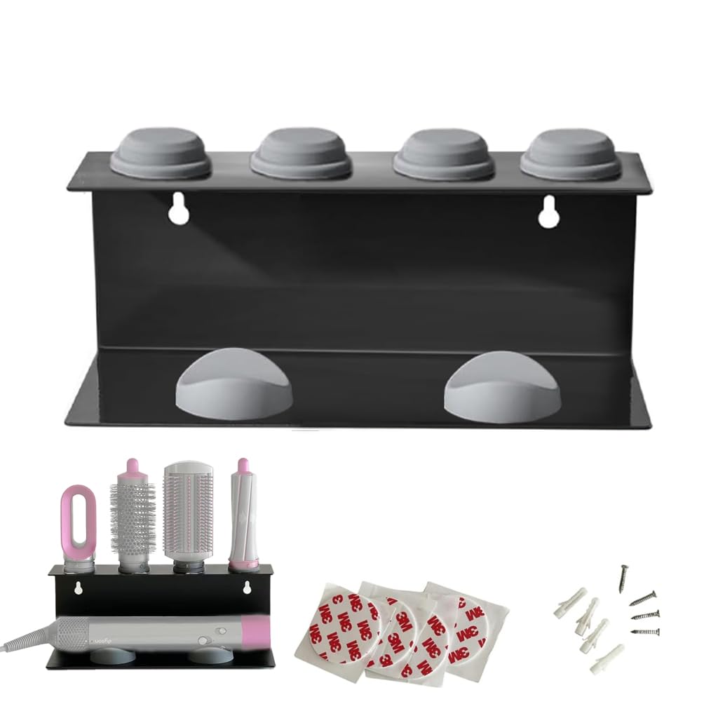 MAYCREATE® Curling Iron Holder Attachments for Dy*on Airwrap Organizer Stand on Desktop, Hair Wrap Storage Rack Accessories Wall Mounted-Black MAYCREATE® Curling Iron Holder Attachments for Dy*on Airwrap Organizer Stand on Desktop, Hair Wrap Storage Rack Accessories Wall Mounted-Black